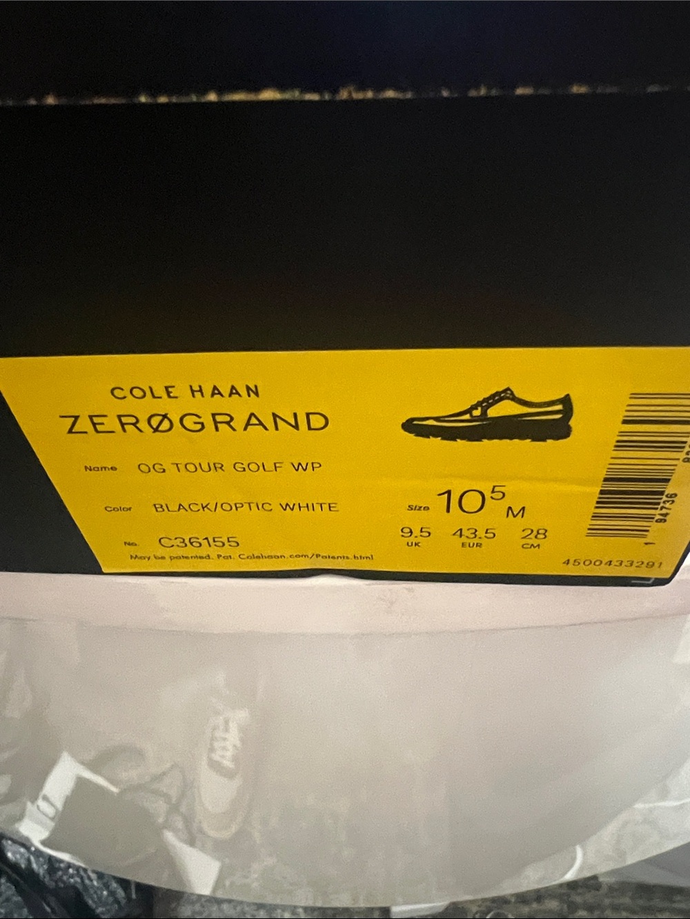 NIB Cole Haan Golf Shoes Black and White Wingtip Oxford - Picture 3 of 4